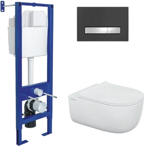 Унитаз с инсталляцией Berges Atom клавиша черная Soft Touch/хром глянец - фото 3