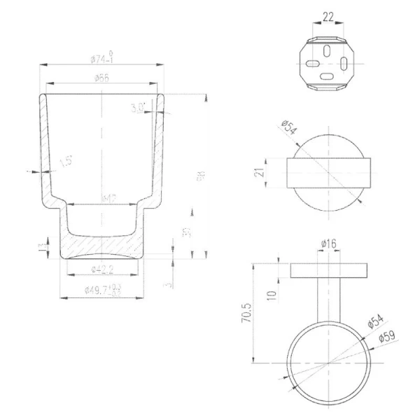 Стакан для ванной Villeroy & Boch Elements-Tender хром TVA15101800061 (детальная фотография), современные, hi-tech