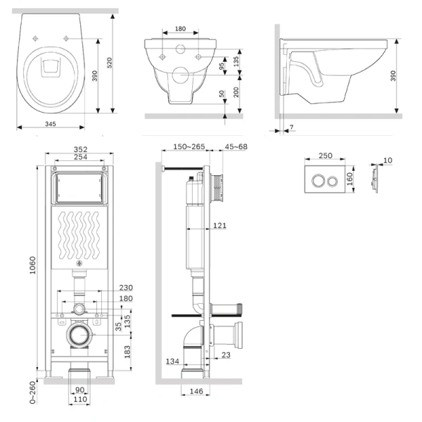 Унитаз с инсталляцией Am.Pm Jupiter с сиденьем микролифт и клавишей IS110151.DX77C1738 (детальная фотография), с инсталляцией