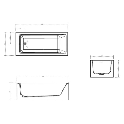 Ванна акриловая Abber Blitz 180x80 см белая AS9502GB (детальная фотография), прямоугольные