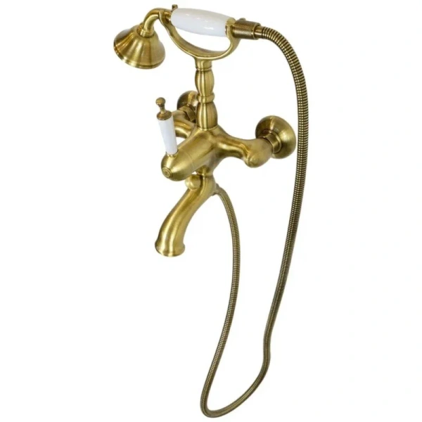 Смеситель для ванны Migliore Oxford бронза 19085 (детальная фотография), из латуни, округлая форма, с душевой лейкой