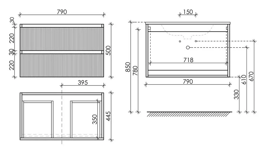 Тумба с раковиной подвесная Sancos Snob R SNR80 см с ящиками (детальная фотография), по запросу