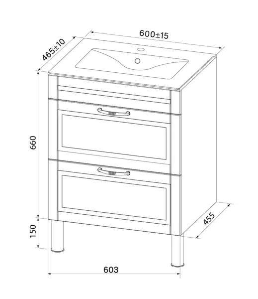 Тумба с раковиной напольная IDDIS Oxford 60 см белая OXF60W0i95K (детальная фотография), по запросу