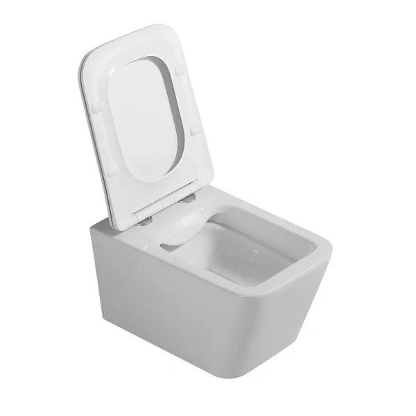 Унитаз подвесной Abber Rechteck AC1201 безободковый (детальная фотография), с горизонтальным, прямым выпуском, с прямым выпуском