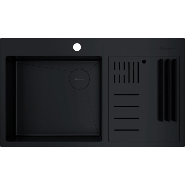 Мойка для кухни Omoikiri Akisame 86-2 Side GB 86 см графит 4997047 (детальная фотография)