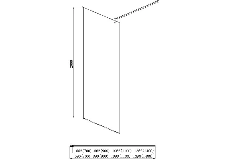 Душевая перегородка Акватек 100 см профиль оружейная сталь AQ WIW 10020GM (детальная фотография), современные, hi-tech