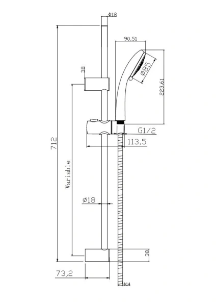 Душевой комплект Cersanit Flavis хром 64508 (детальная фотография), хром