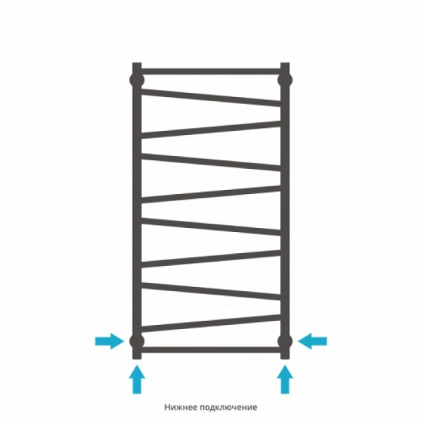 Полотенцесушитель водяной Сунержа Сирокко 50х100 см сатин 071-0253-1050 (детальная фотография), для систем горячего водоснабжения, для систем отопления, с нижним подключением
