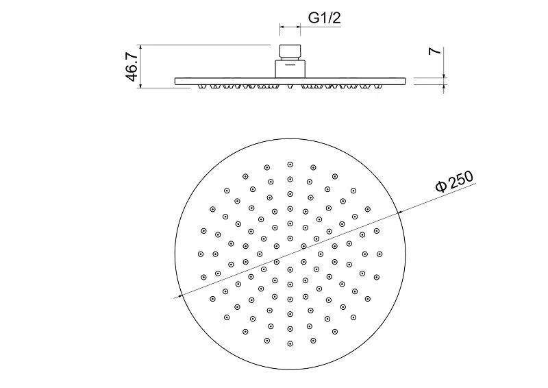 Верхний душ Акватек золото шлифованное AQ2077BG (детальная фотография), верхние души