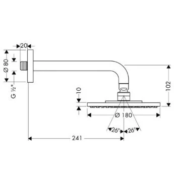 Верхний душ Hansgrohe Raindance S круглый 27476000 (детальная фотография), современные, hi-tech