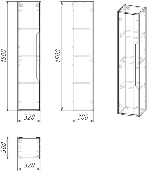 Шкаф-пенал подвесной Grossman Поло 32 см винтажное дерево темное/графит 303202 (детальная фотография), в наличии