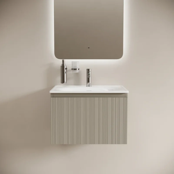 Тумба под раковину подвесная Sancos Code 60 см серая платина CD60GP (детальная фотография), современная, hi-tech