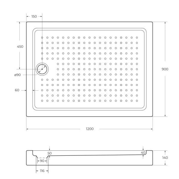 Душевой поддон Cezares Tray 120х90 см без сифона TRAY-A-AH-120/90-15-W0 (детальная фотография), низкие до 15 см