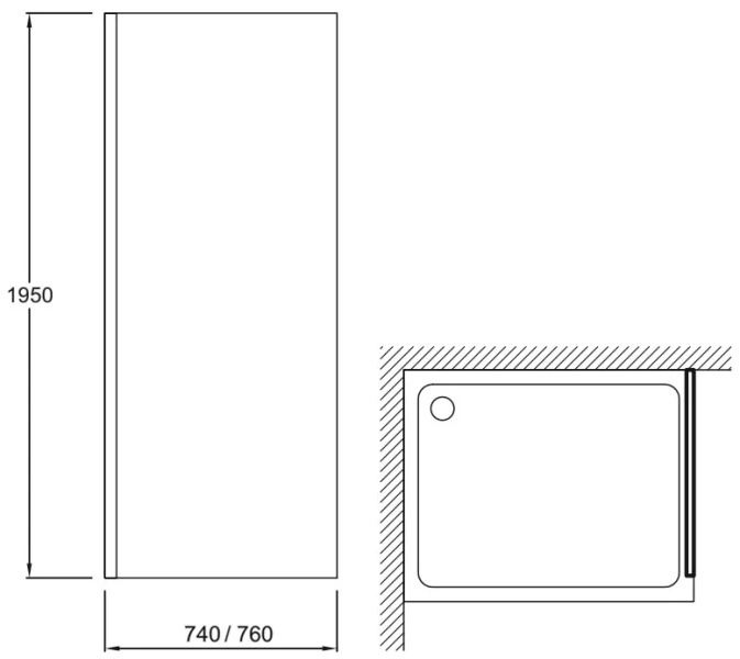 Душевая перегородка Jacob Delafon Contra 80 см профиль черный E22FC80-BL (детальная фотография), черные