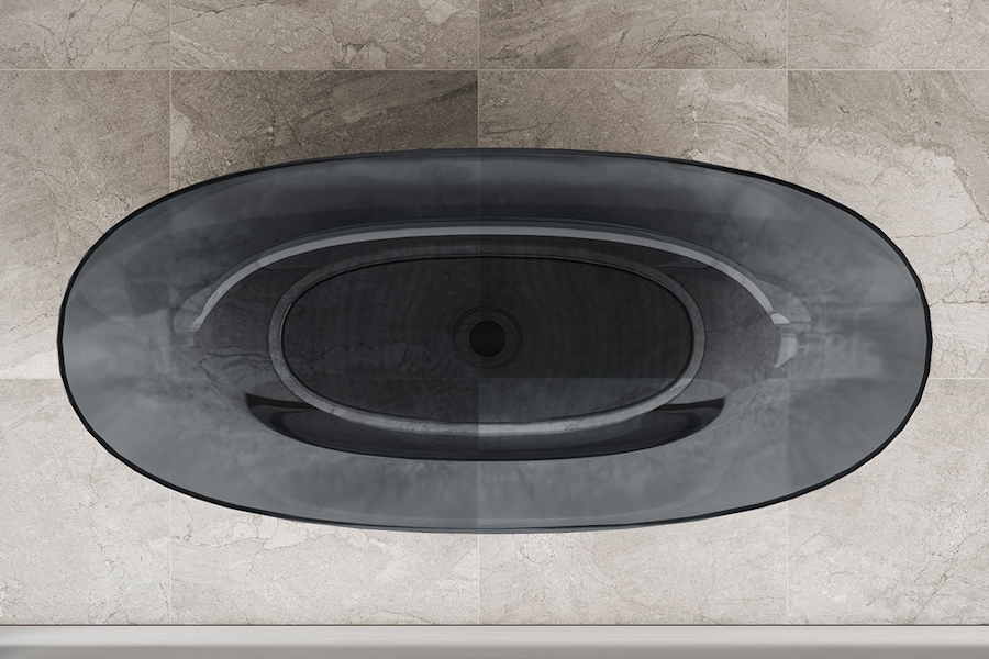 Ванна из полиэфирной смолы Vincea 170x75 см черная VBT-6T01B (детальная фотография), овальные