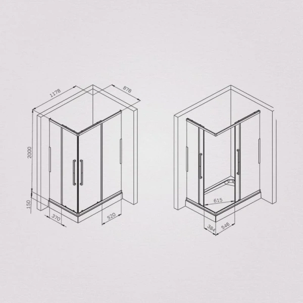 Душевой уголок Am.Pm Func 120x90 см профиль черный, стекло прозрачное W84G-403-12090-BТ (детальная фотография), прямоугольные