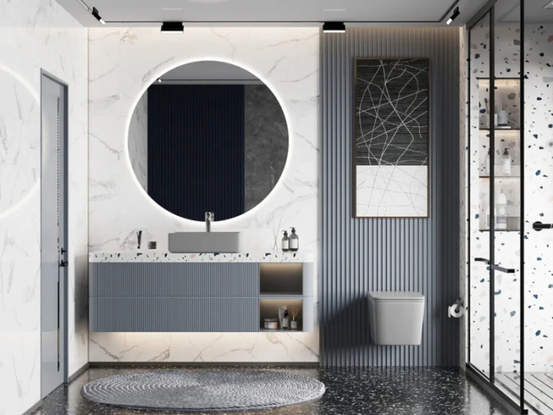 Унитаз подвесной Abber Rechteck серый матовый AC1201MG (детальная фотография), прямоугольной формы