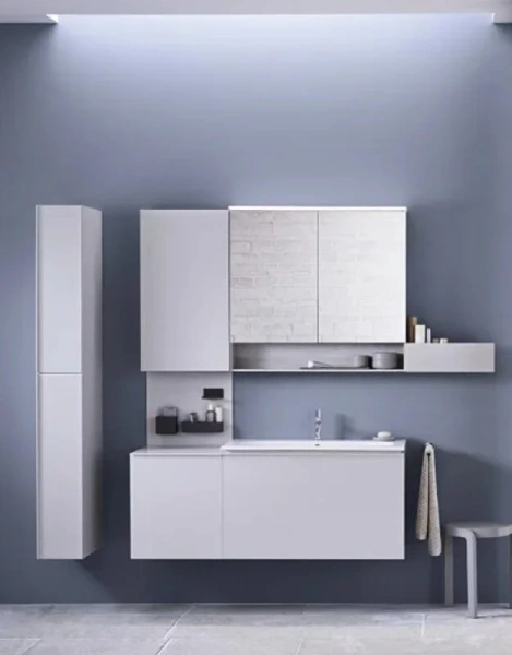 Шкаф-пенал подвесной Geberit Acanto 22 см серый 500.638.JK.2 (детальная фотография), пристенные, высокие