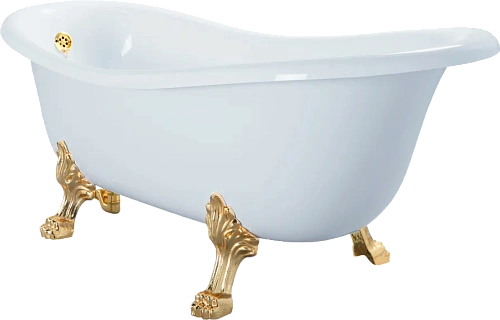 Ванна из искусственного камня Migliore Milady 185х82 см фурнитура золото - фото 1