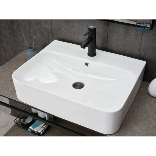 Раковина GID Geometrico N9258 60 см белая 51218 (детальная фотография), накладные (на столешницу)