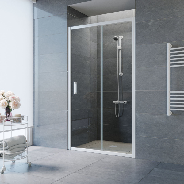 Душевая дверь профиль белый стекло прозрачное Vegas-glass ZP NOVO 120 01 01 (детальная фотография)