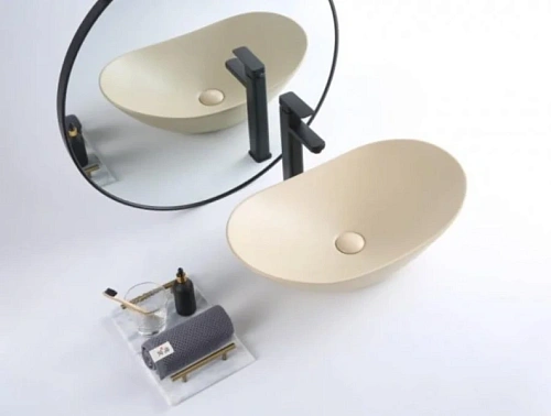 Раковина BelBagno 60 см накладная, бежевая матовая - фото 6