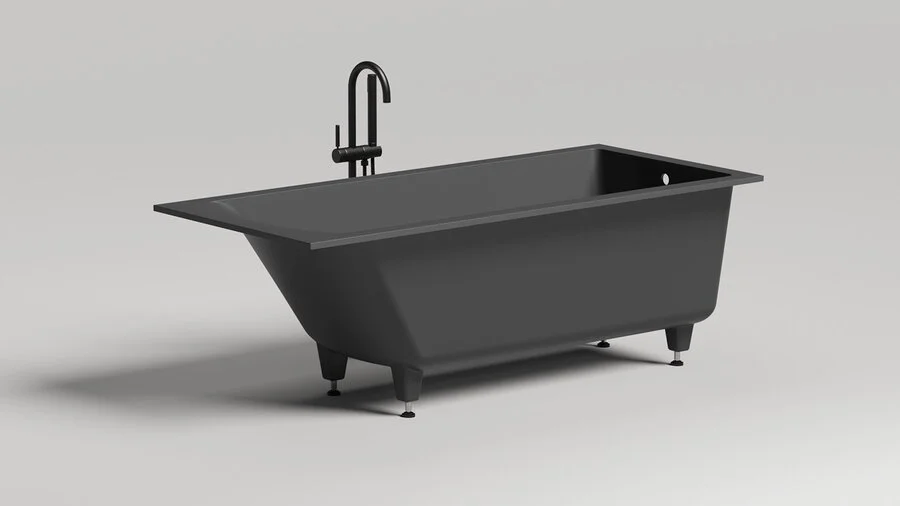 Ванна из искусственного камня Salini Cascata 170х70 см белая матовая 104413M (детальная фотография), приставные, встраиваемые