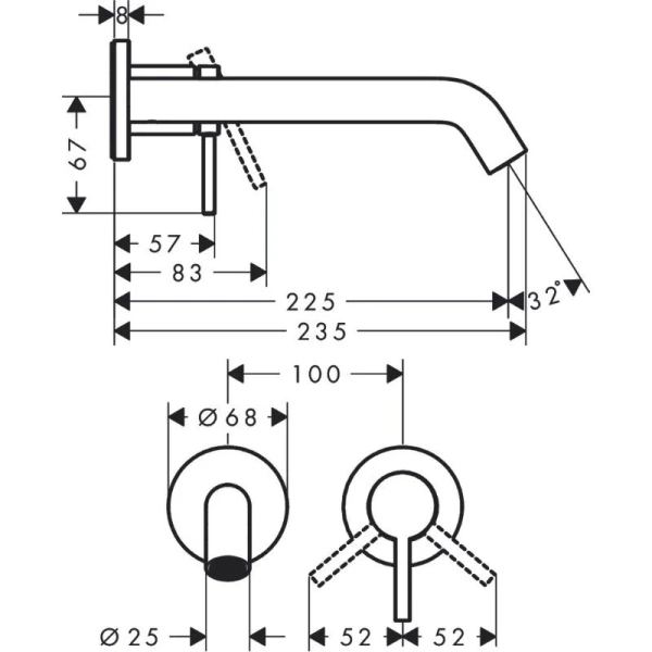 Смеситель для раковины Hansgrohe Tecturis S матовый белый 73351700 (детальная фотография), для раковины