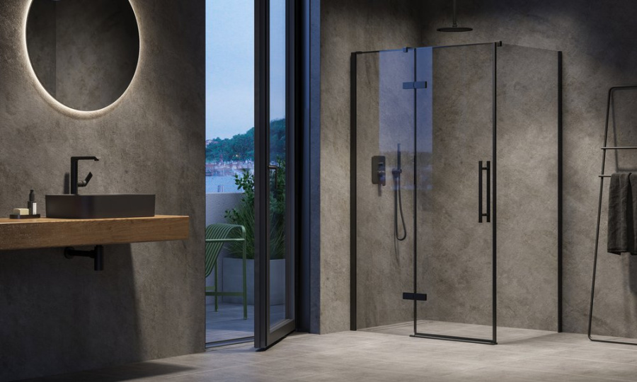 Душевая дверь в нишу Ravak 120 см профиль черный X0VVGC300Z1 (детальная фотография), современные, hi-tech