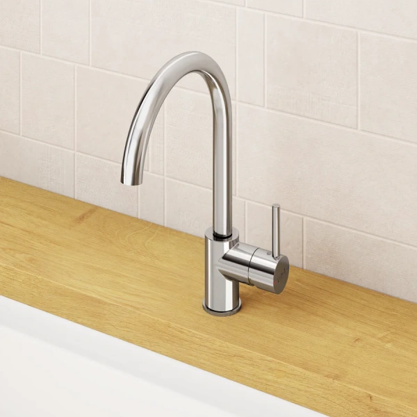 Смеситель для кухни VitrA Minimax S A42091 однорычажный (детальная фотография), высокие, недорогие, округлая форма