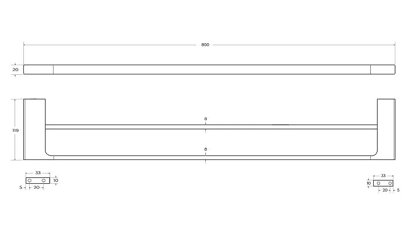 Полотенцедержатель Cezares Slider сатин SLIDER-THD-80-IN (детальная фотография), современные, hi-tech