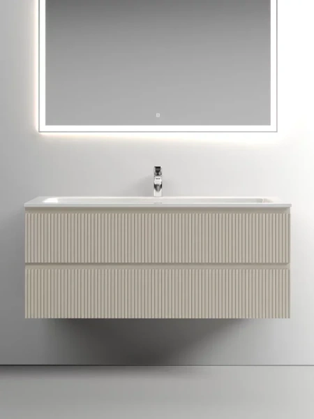 Тумба под раковину подвесная Sancos Snob T 120 см beige soft SNT120CE (детальная фотография), моноблок
