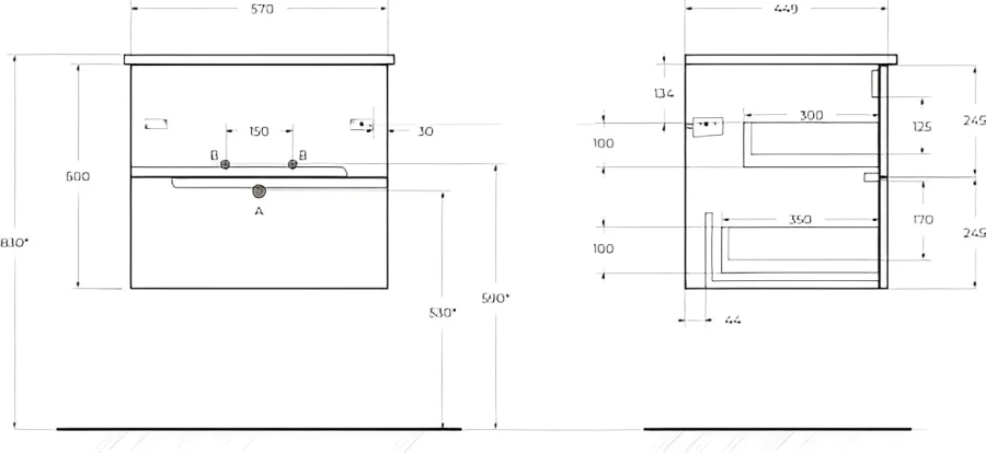 Тумба под раковину подвесная Cezares Duet 60 см Bianco Opaco DUET-600-2C-SO-BO (детальная фотография), нет в наличии