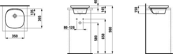 Раковина встраиваемая без отверстия для смесителя, с отверстием перелива, Laufen Ino 8.1730.1.109 (детальная фотография), встраиваемые (в столешницу)
