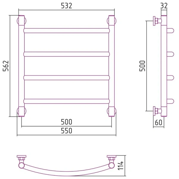 Полотенцесушитель водяной Сунержа Галант+ 50х50 см шампань 020-0200-5050 (детальная фотография), современные, hi-tech