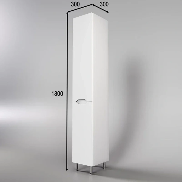 Шкаф-пенал Style Line Марелла Люкс Plus 30 см левый, белый глянец СС-00002428 (детальная фотография), современные, hi-tech