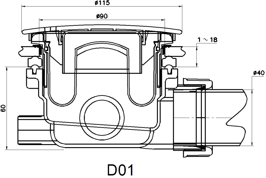 Сифон для душевых поддонов RGW Velplex QYD-01 графит 39241101-02 (детальная фотография) index_1