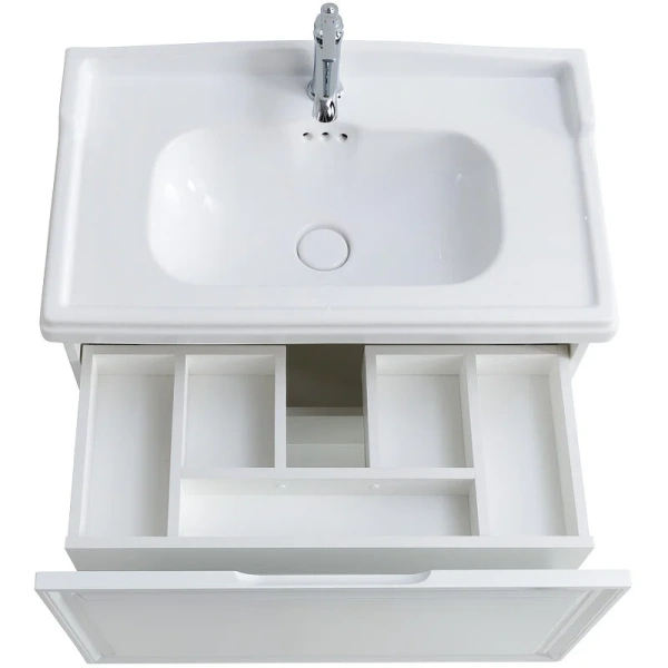 Тумба под раковину подвесная Cezares Giubileo 80 см bianco lucido GIUBILEO-800-1C-SO-BL (детальная фотография), моноблок