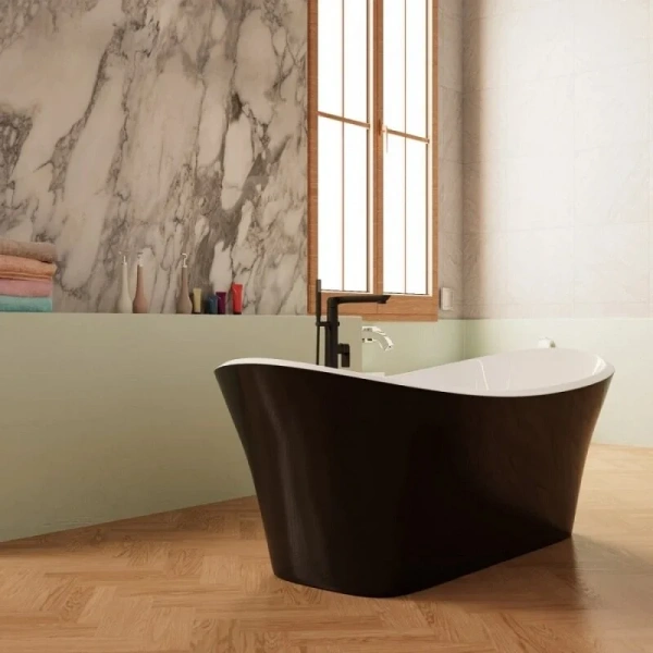 Ванна акриловая Frank F6104, 12516, 170 х 75 см, цвет белый/черный (детальная фотография), 170х75