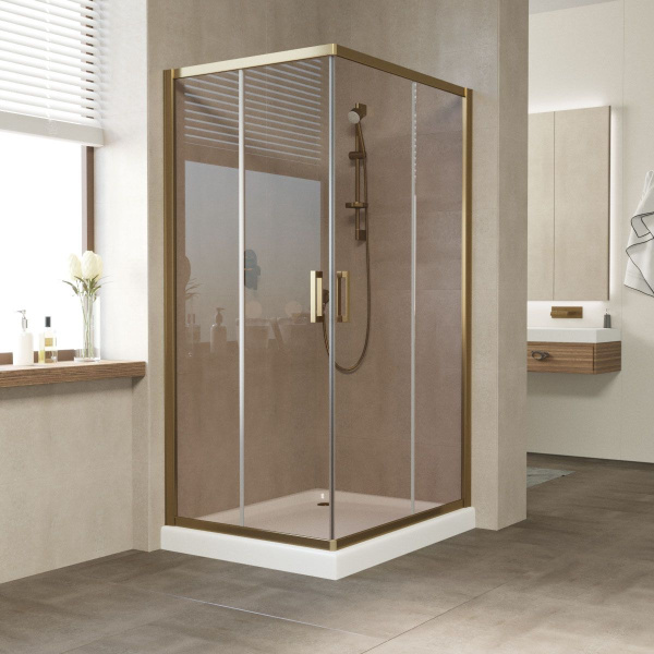 Душевой уголок Vegas-glass ZA-F 90х80 (детальная фотография), прозрачные, рифленые, матовые, узорчатые, тонированные