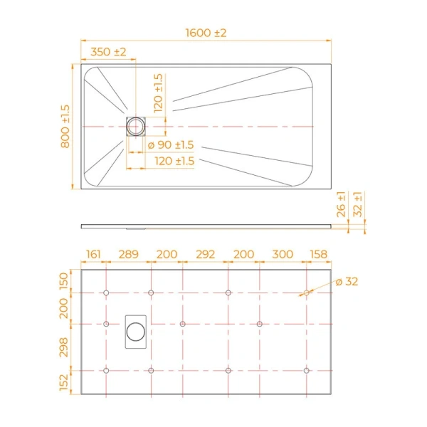 Душевой поддон RGW TSS-W 80x160 см белый 553502816-01 (детальная фотография), низкие до 15 см