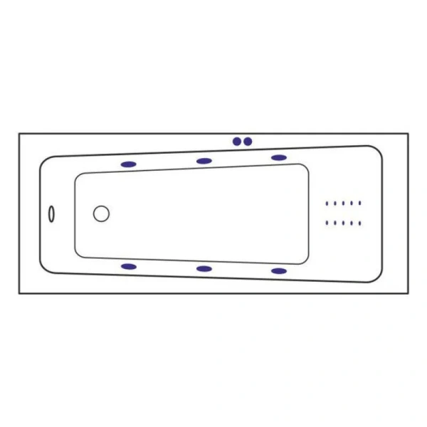 Ванна гидромассажная Excellent Ava Line Nano 170 x 70 см, белый/хром, WAEX.AVA17.LINENANO.CR (детальная фотография), приставные, встраиваемые