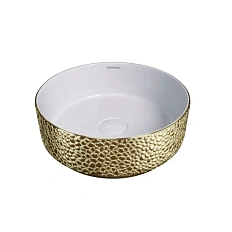 Раковина Grossman Color 35.5 см золото/белая с текстурой кожи