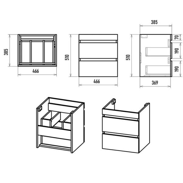 Тумба под раковину подвесная Misty Енисей 46 см белая Э-Ени01050-012По2Я (детальная фотография), в наличии