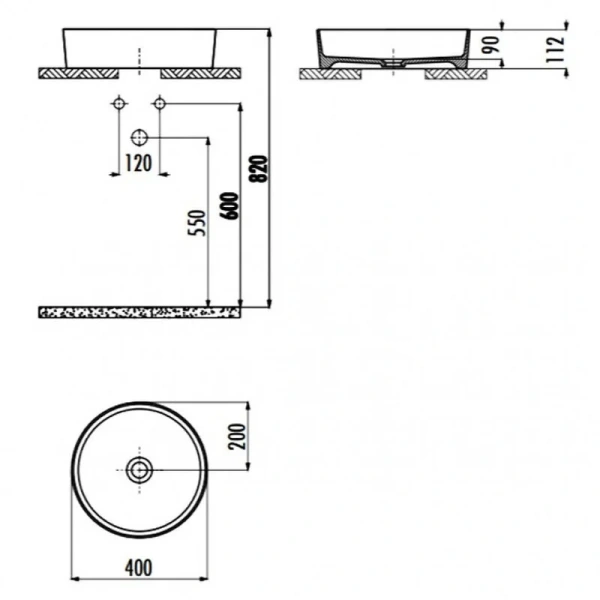Раковина Creavit Loop 40 см белая LP140-00CB00E-0000 (детальная фотография), современные, hi-tech