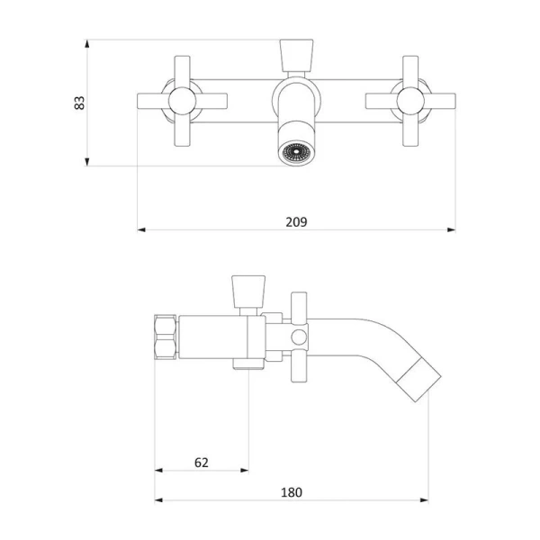 Смеситель для ванны и душа Damixa Neo Classic графит 271000000 (детальная фотография), недорогие, округлая форма