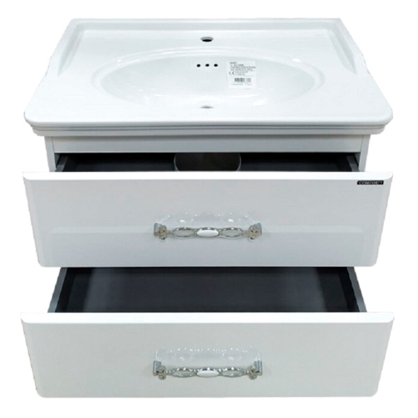 Тумба с раковиной подвесная Comforty Неаполь 80 см белый глянец 00004147564CF (детальная фотография), современная, hi-tech