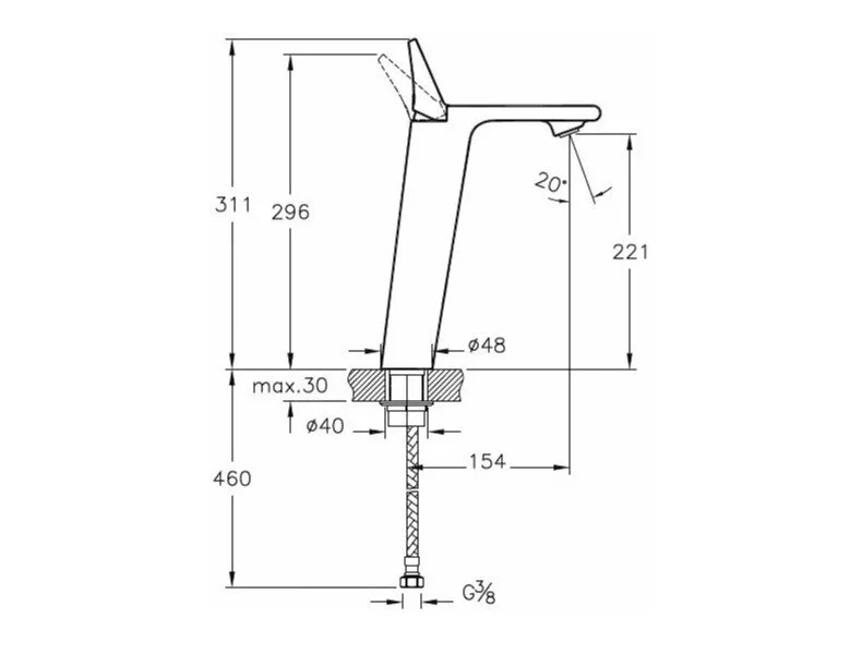 Смеситель для раковины VitrA Memoria хром A42331 (детальная фотография), для раковины