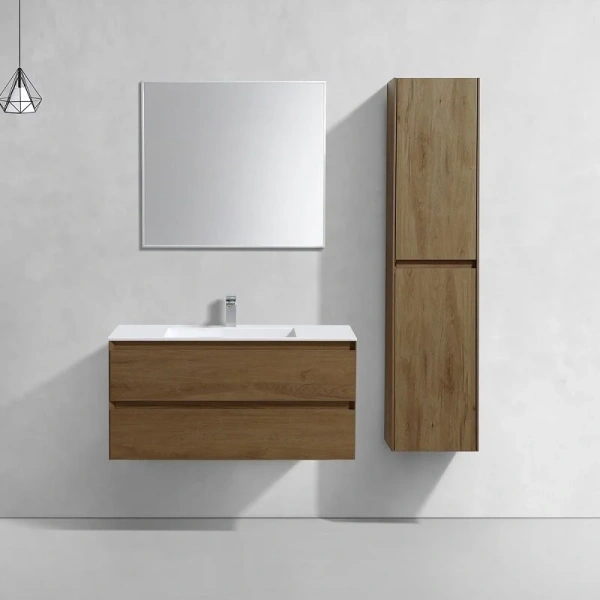 Тумба под раковину подвесная Vincea Luka 100 см дуб табак VMC-2L100TO (детальная фотография), моноблок
