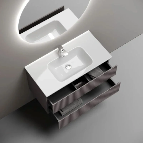 Тумба под раковину подвесная Sancos Snob R 90 см Doha Soft SNR90SM (детальная фотография), 90 см